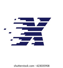 X letter logo with fast speed lines. Vector design template elements for your sportswear, app icon, corporate identity, labels or posters.