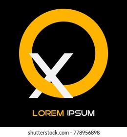 X Letter logo font with orange circle, vector design