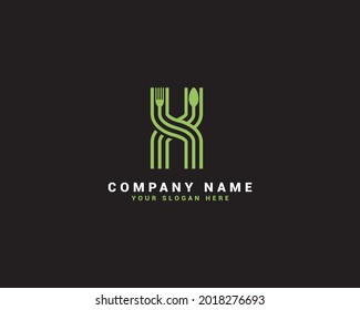 x Letter logo, x Food Letter logo, x spoon letter logo
