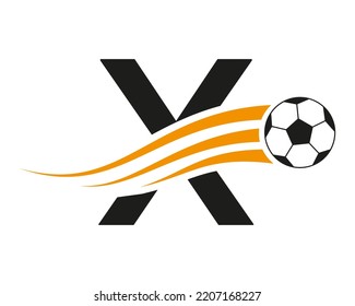 X letter logo, football logo design template vector.

