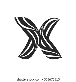 X letter logo formed by twisted lines. Wool mark font style, vector design template elements for your application or corporate identity.