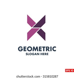 X Letter Logo. Geometric triangle mosaic pattern element isolated on white. Universal business identity element. vector illustration