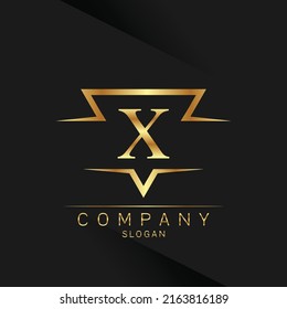 X Letter Logo Gold 3d Stock Vector (Royalty Free) 2163816189 | Shutterstock