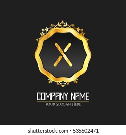 X Letter logo, Golden Monogram design elements, line art logo. Beautiful Boutique Logo Designs, Business sign, Restaurant, Royalty, Cafe, Hotel, Heraldic, Jewelry, Fashion, Wine. Vector illustration

