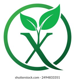 X Letter Logo Green Leaf Plant Nature Farm Business Company Vector Logo Design