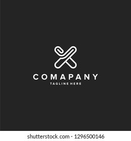 X letter logo hipster vintage retro monogram lettermark vector icon