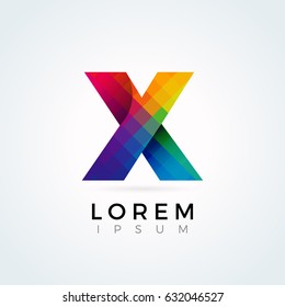 X Letter Logo Icon Colorful Abstract Mosaic Pattern Design template Element in uppercase