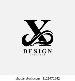 X letter logo icon with infinity wave. Creative monogram logo design. Modern icon design template.
