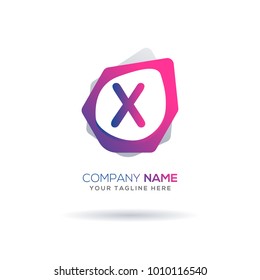 X Letter logo icon. Modern full color gradation design with unique shape for creative use. Vector illustration