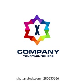 X Letter Logo Icon Mosaic Star Pattern Design template Element - Creative Shape Polygonal logo design - Vector illustration