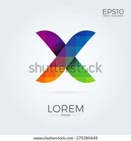 X Letter Logo Icon Mosaic Pattern Design template Element