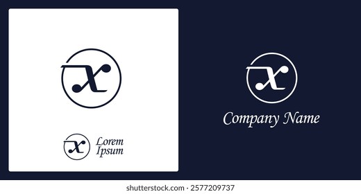 X Letter Logo and icon with stylized circle, editable vector