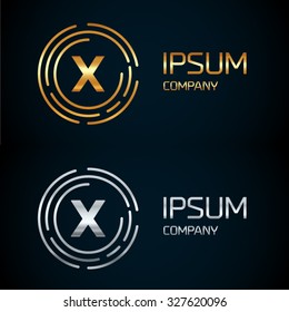 X letter logo icon template.symbol,line style letter,logotype,modern,company name brand.round,rings,circle,premium concept