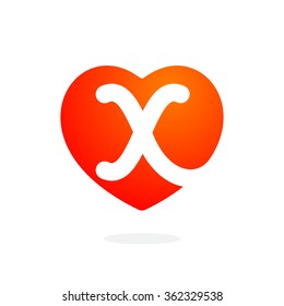 X letter logo inside heart for st. Valentine's day design. Vector design template elements for your application or corporate identity.