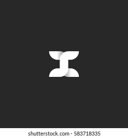 X letter logo intersection of bolder line widths overlay shadows, white-black gradient mockup design element for typography, for the initial emblem
