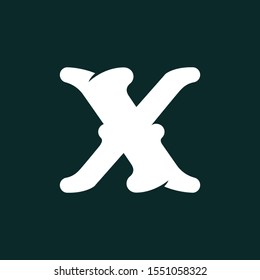 X letter logo made of bones. Vector flat style font for horror labels, posters etc.