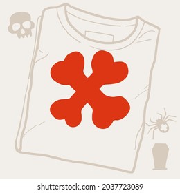 X letter logo made of bones. Vector template for your Halloween t-shirt design.