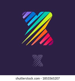 X letter logo with multicolor diagonal lines. Fast speed vector template for your sport team identity, dynamic packaging, technology posters, taxi design, and etc. 