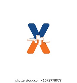 X Letter logo on pulse concept creative template design