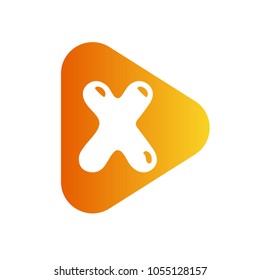 X Letter Logo. Orange Triangle. Design Vector Illustration.