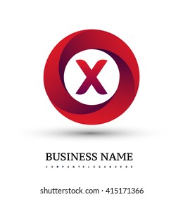 X letter logo in the red circle. Vector design template elements for your application or company identity.