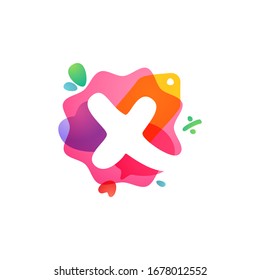 X letter logo with Sale icons. Overlapping watercolor negative space font. Perfect typeface for shop identity, best price print, super offer posters, etc.