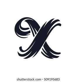 X letter logo script lettering. Vector elegant hand drawn element. Typography for your posters, invitations, cards. 