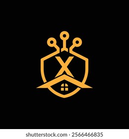 X letter Logo with Shield, X shield logo design template