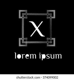 X letter logo with square border - vector (sign, symbol, icon, border)