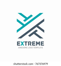 X letter logo template in abstract style
