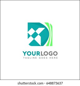 X letter logo template. Design vector wave square icon. You can use in the buildings, awards, apartments, hotel and other organization concept of pattern.