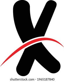 x letter logo vector design with red line