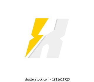 X-Buchstaben-Logo, Vektorgrafik mit Blitzleistensymbol
