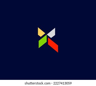 Símbolo de monograma abstracto de la plantilla de vectores de la letra X. Usable para el deporte de negocios, la tecnología, la moda, el logotipo digital y creativo futuro