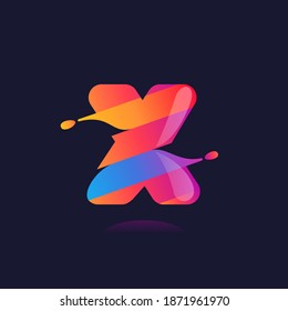 X letter logo with vibrant wave gradient shift. Vector font perfect to use in any disco labels, dj cards, nightlife posters, expressive identity, etc.