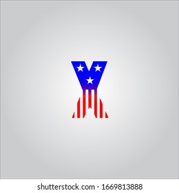 X letter logo with white background.The american flag style letter.The red letter icon.Letter logo design.