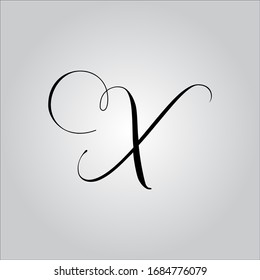 X letter logo with white background.Script letter logo.The black letter icon.