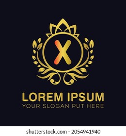 X letter luxury logo design template vector