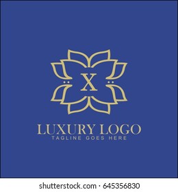 X letter. Luxury logo template flourishes calligraphic elegant ornament lines. Business sign, identity for Restaurant, Royalty, Boutique, Hotel, Jewelry, Fashion and other vector illustration