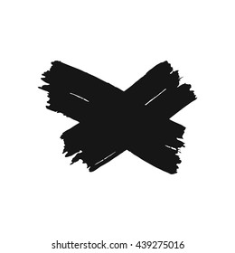 X. Letter X made with ink. Black cross. Mark grunge style. vector