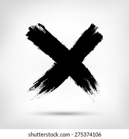 X. Letter X made with ink. Mark grunge style. vector
