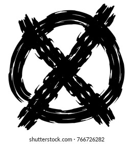 X. Letter X made with ink. Mark grunge style. vector