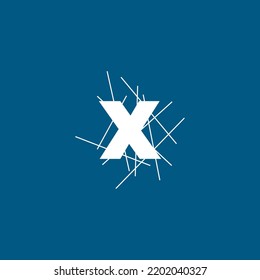 X letter mark conceptual logo vector design. X text with line shape. Letter logo, t-shirt, and graphic element. 