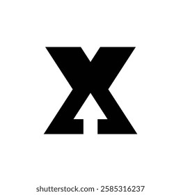 X letter modern up arrow with negative space typography logo