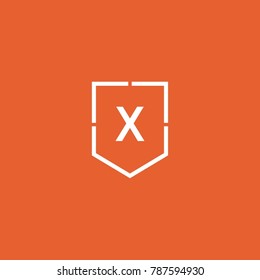 X letter modern simple line shield logotype