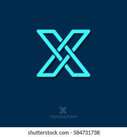 X letter. X monogram.
Flat linear letter on a dark background.