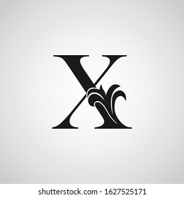 X Letter Monogram Initial Logo Icon, Simple luxury vector design concept abstract nature floral leaf.
