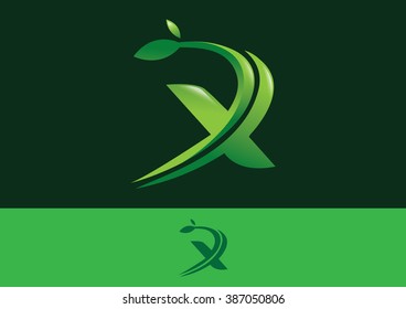 X letter nature logo vector 