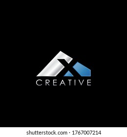 X Letra Logotipo de espacio negativo, plantilla de diseño de logotipo geométrico creativo con letra oculta.