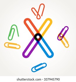 X letter from paper clip alphabet. Design template elements for your application or corporate identity.